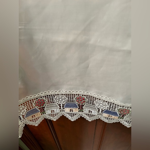 Vintage Other - VTG Sheer Cottagecore Crochet Trim Kitchen curtain. Measures 27x13 inches.